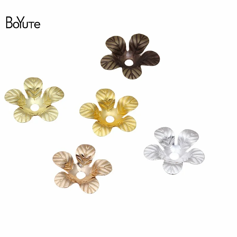 

BoYuTe (200 Pieces/Lot) 11MM Metal Brass Stamping Flower Bead Caps Jewelry Making Materials Diy Accessories