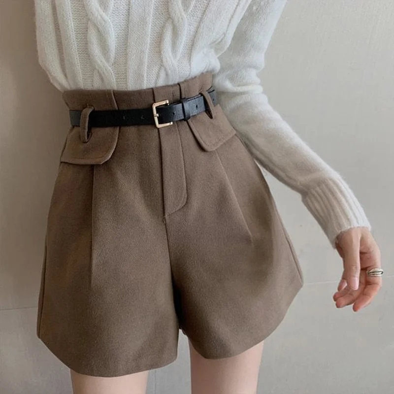 Spring Autumn New Black High Waist Youth Wide Leg Pants Solid Color Loose Trend Casual Shorts Fashion Korean Women Clothing