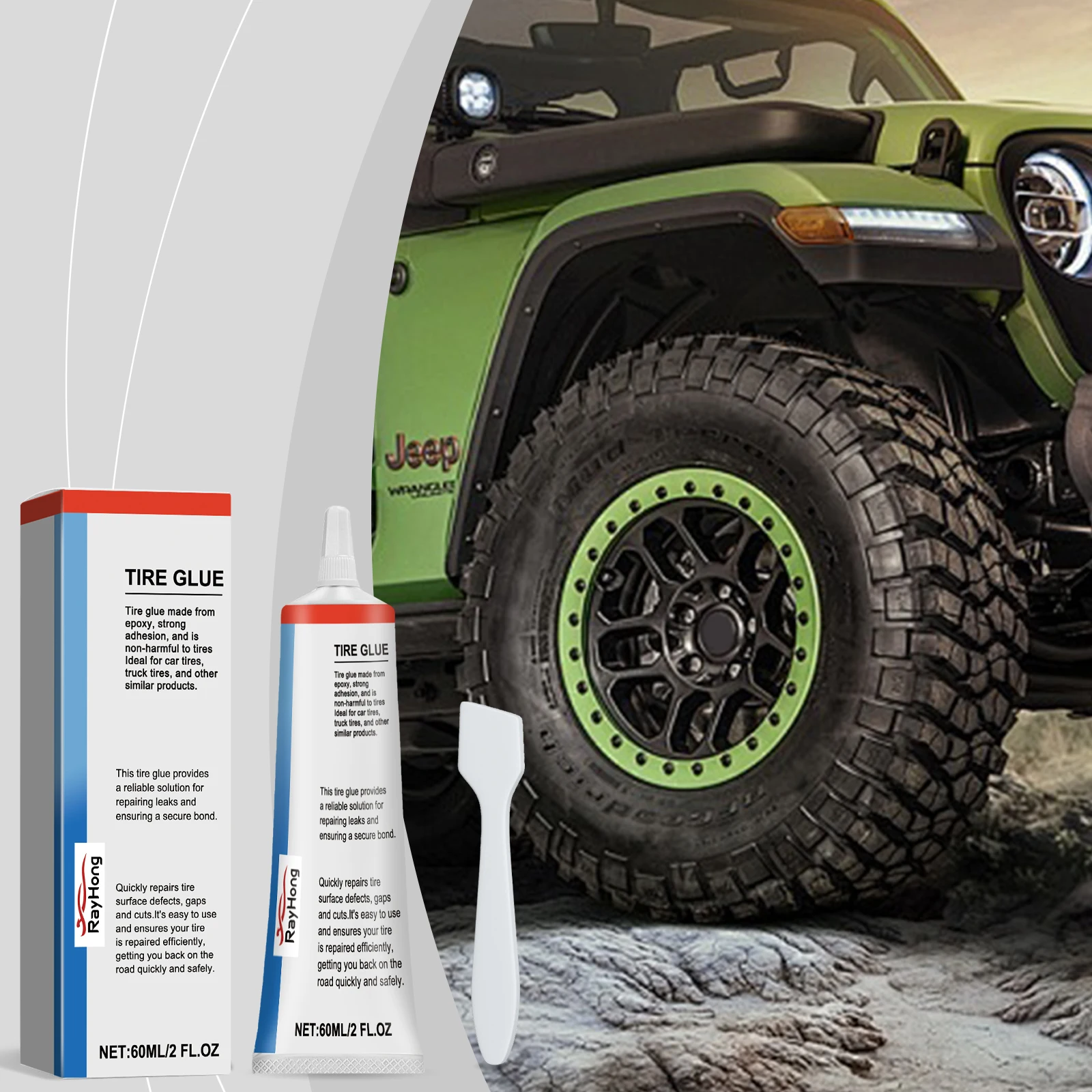 Tire Repair Kit for Repairing Car Tire Side Cracks, Scratches,Soft Repair Glue Prevent Oxidation, Fine Lines Cracks, Bulges