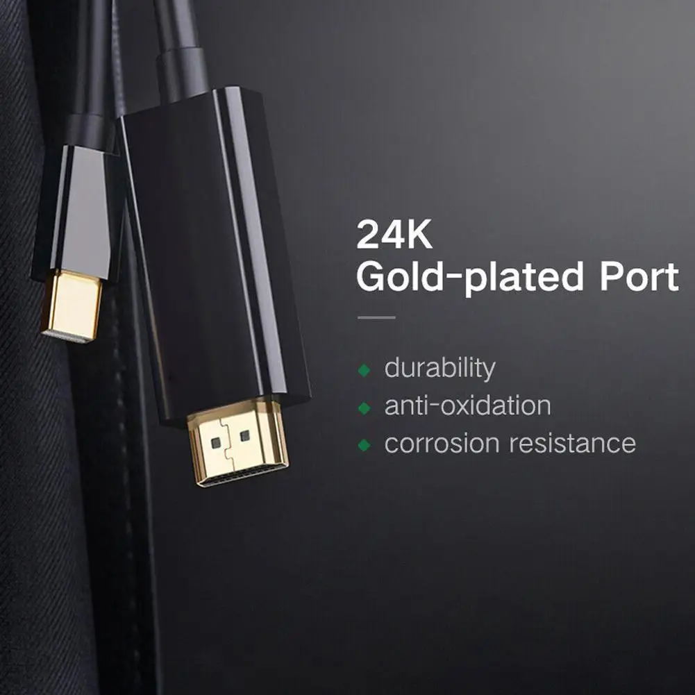 DP to HDMI Adapter 1.8M Mini DP Display Port Thunderbolt 2 To HDMI-compatible Cable Pro Adapter Plated Gold for Macbook Mini IMac