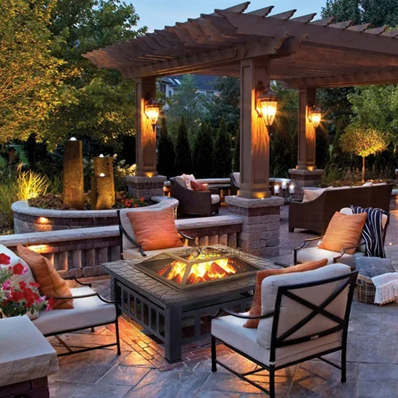 Modern Stainless Steel Fires Pit for Outdoor Heaters Barbecue Grill Winter Household Multifunctional Courtyard Roasting Stoves