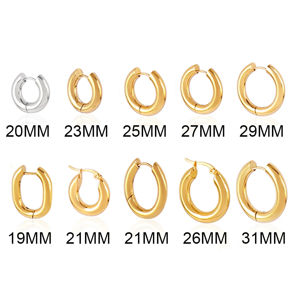 316L Stainless Steel Chunky Hoop Earrings for Women 20MM 23MM Punk