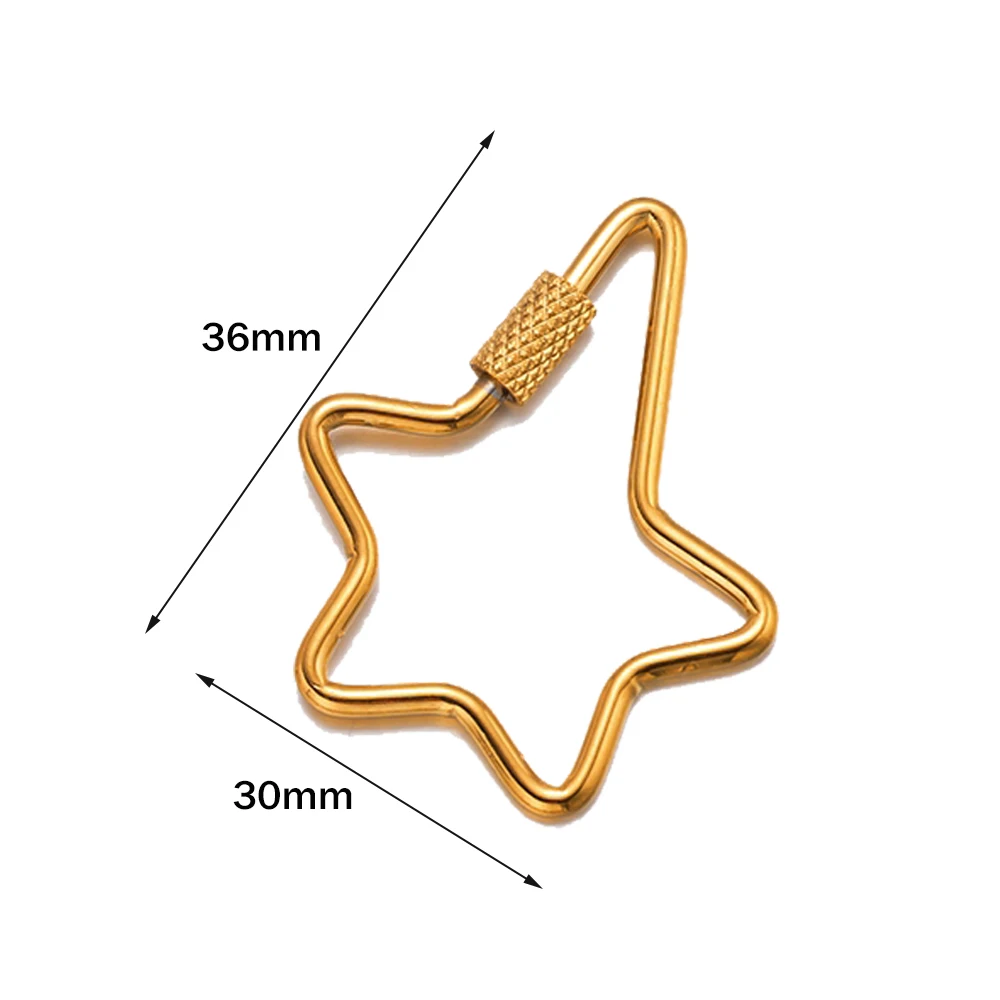 Gold Stainless Steel Heart Screw Carabiner Clips - Set of 5 for DIY Jewelry and Keychain Crafting