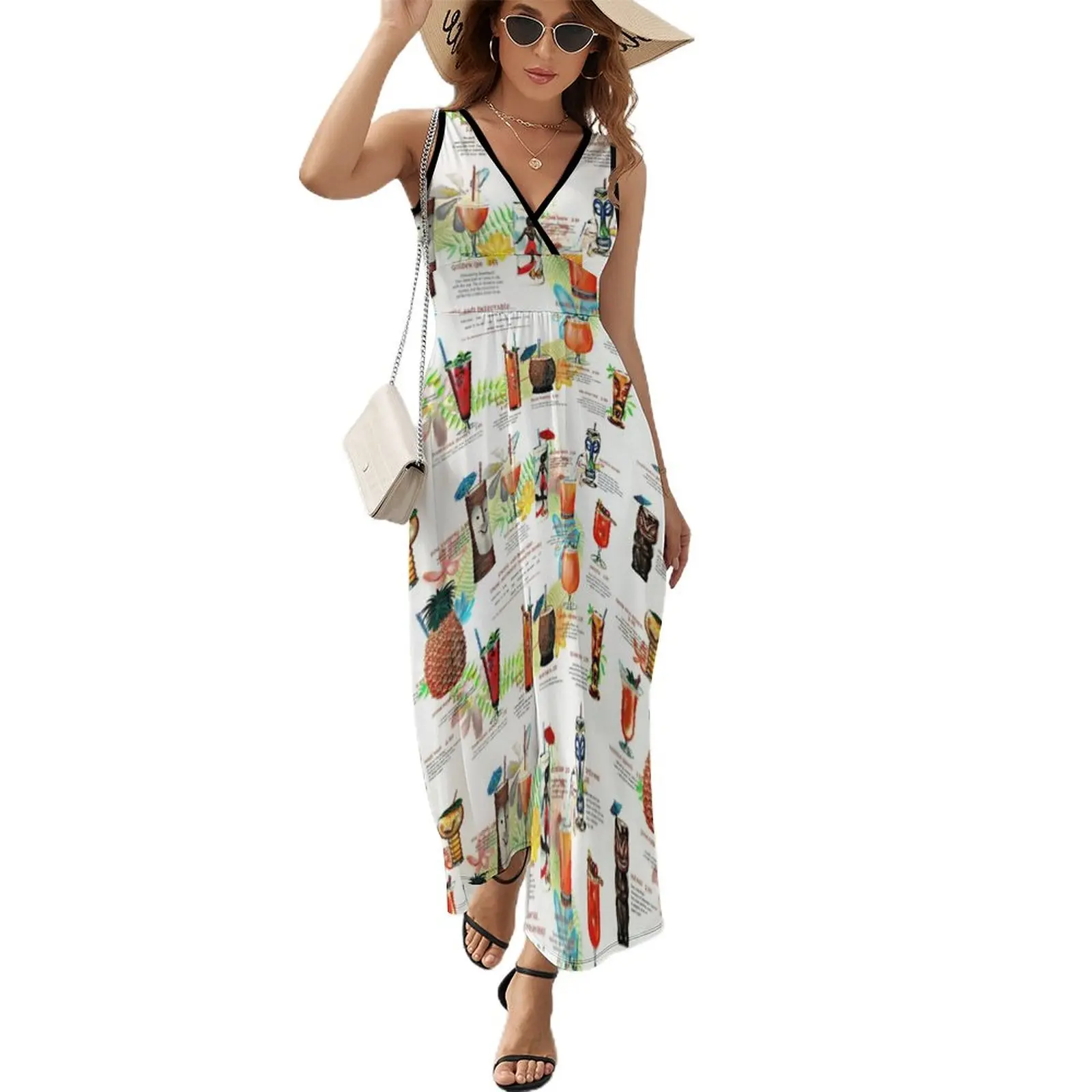 

Vintage Tropical Beverage Menu Sleeveless Dress Female clothing women long dresses birthday dress for women
