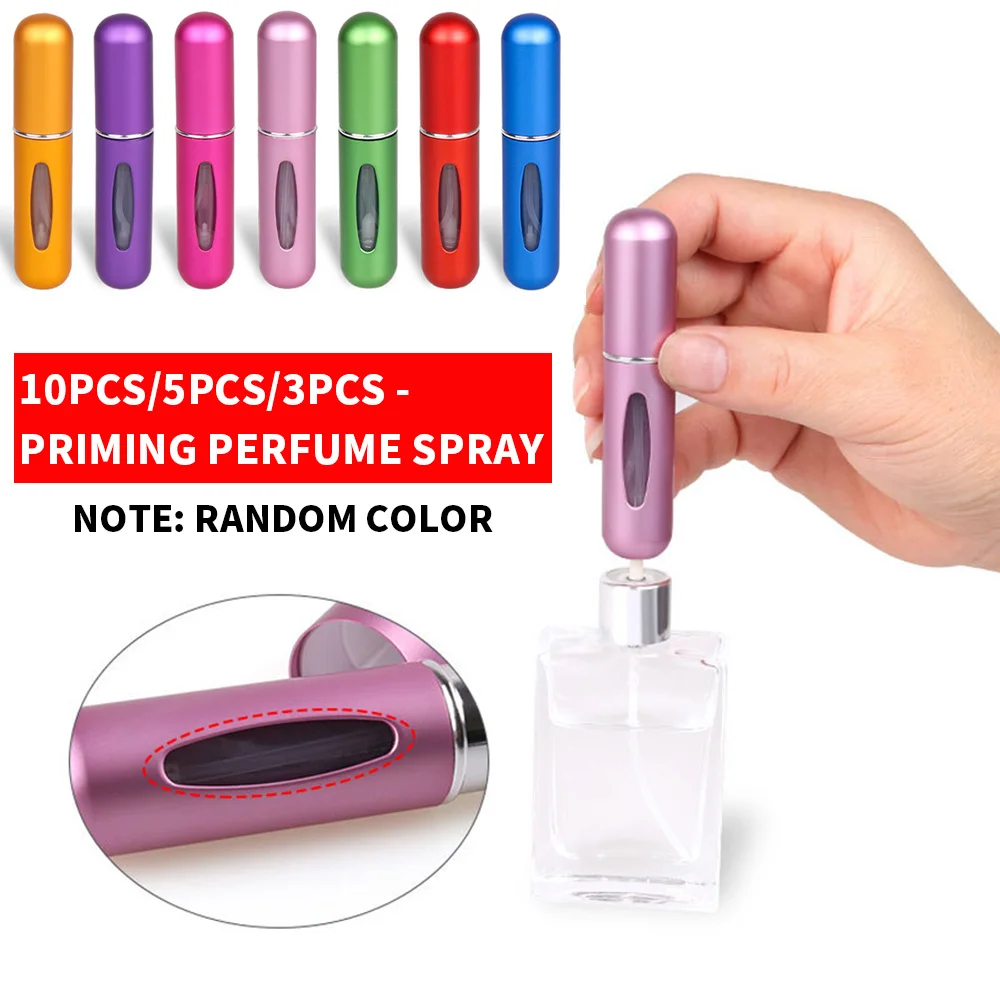 3/5/10pcs 5ml Bottom-fill Perfume Refillable Liquid Container for Cosmetics Fragrance Spray Dispenser Press Type Portable Bottle