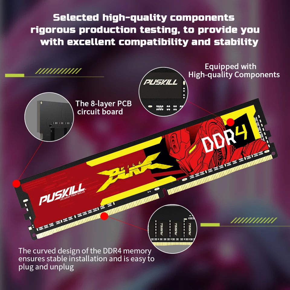 PUSKILL Killblade Memoria Desktop 16gb 8gb Ddr4 1.2V 3200mhz