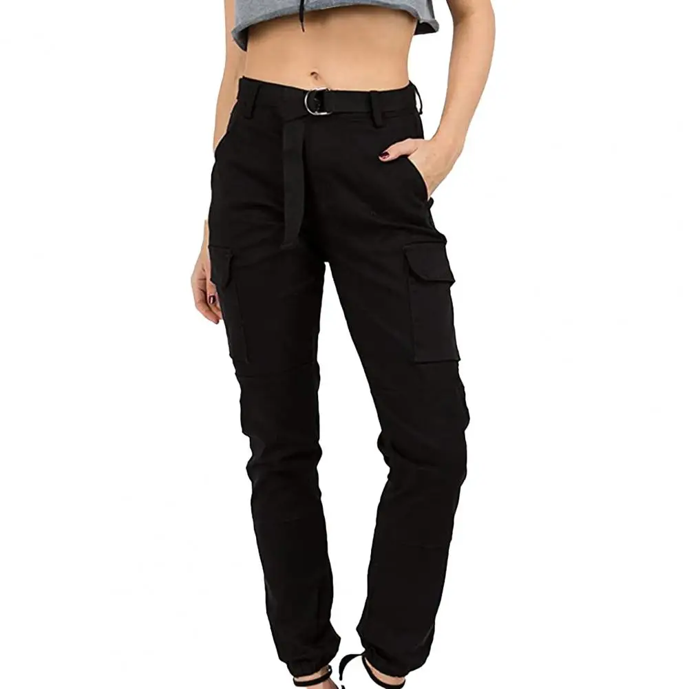 nike pants Summer Women's Casual Slim Overalls with Color Printed Flowers Multi-pocket Mid-waist Ankle Strap Pants Street Wear cargo capris