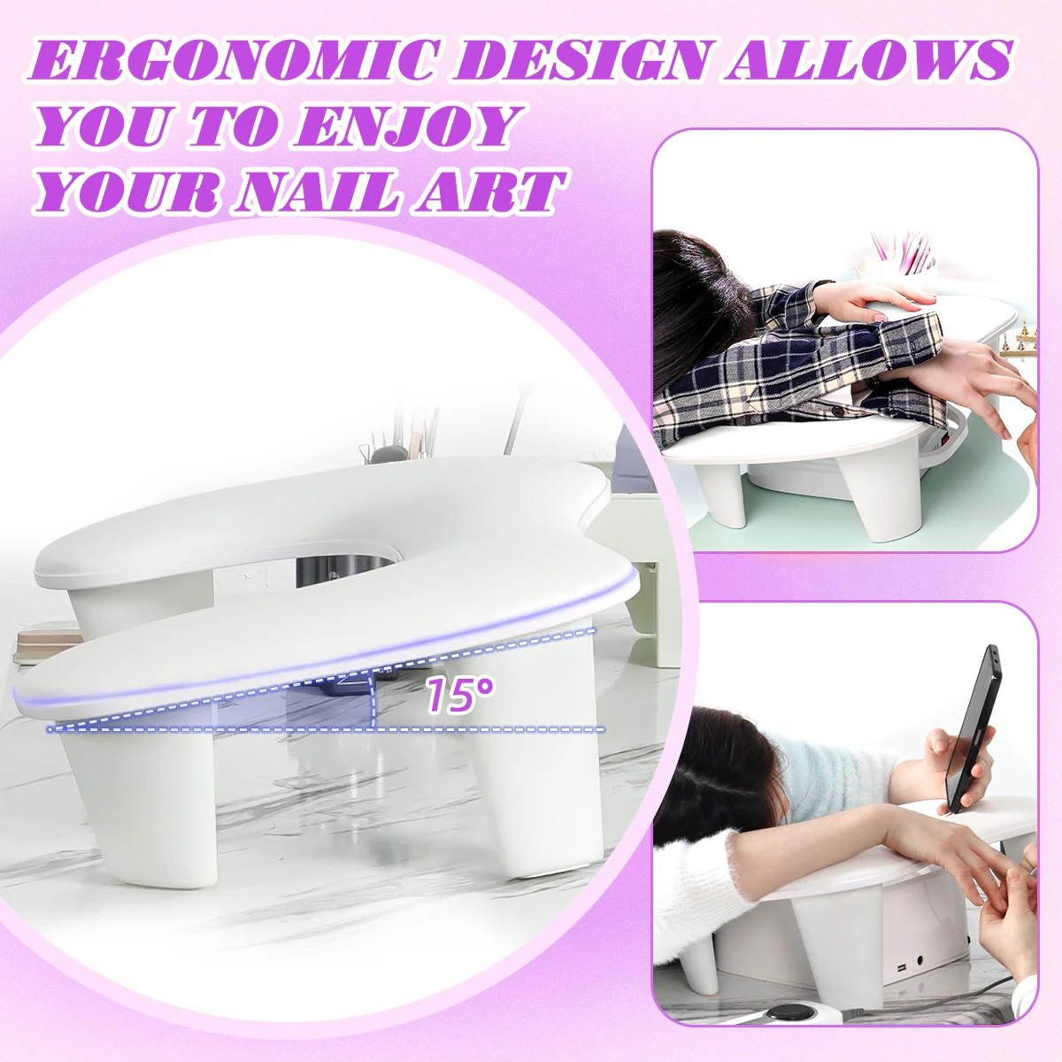 nail art hand pillow nail hand rest U Shape Nail Hand Rest Pillow Nails Cushion Portable Hand Holder Non Slip Nail Pillow for Salons Home DIY Art Accessories