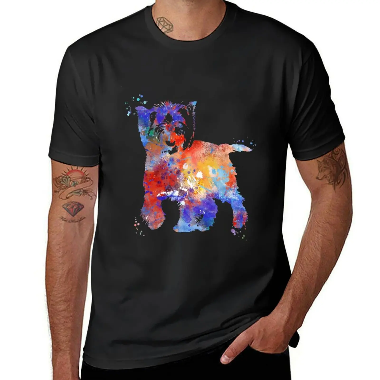 Cairn Terrier, watercolor Cairn Terrier T-Shirt sports fans sublime funnys Men's cotton t-shirt