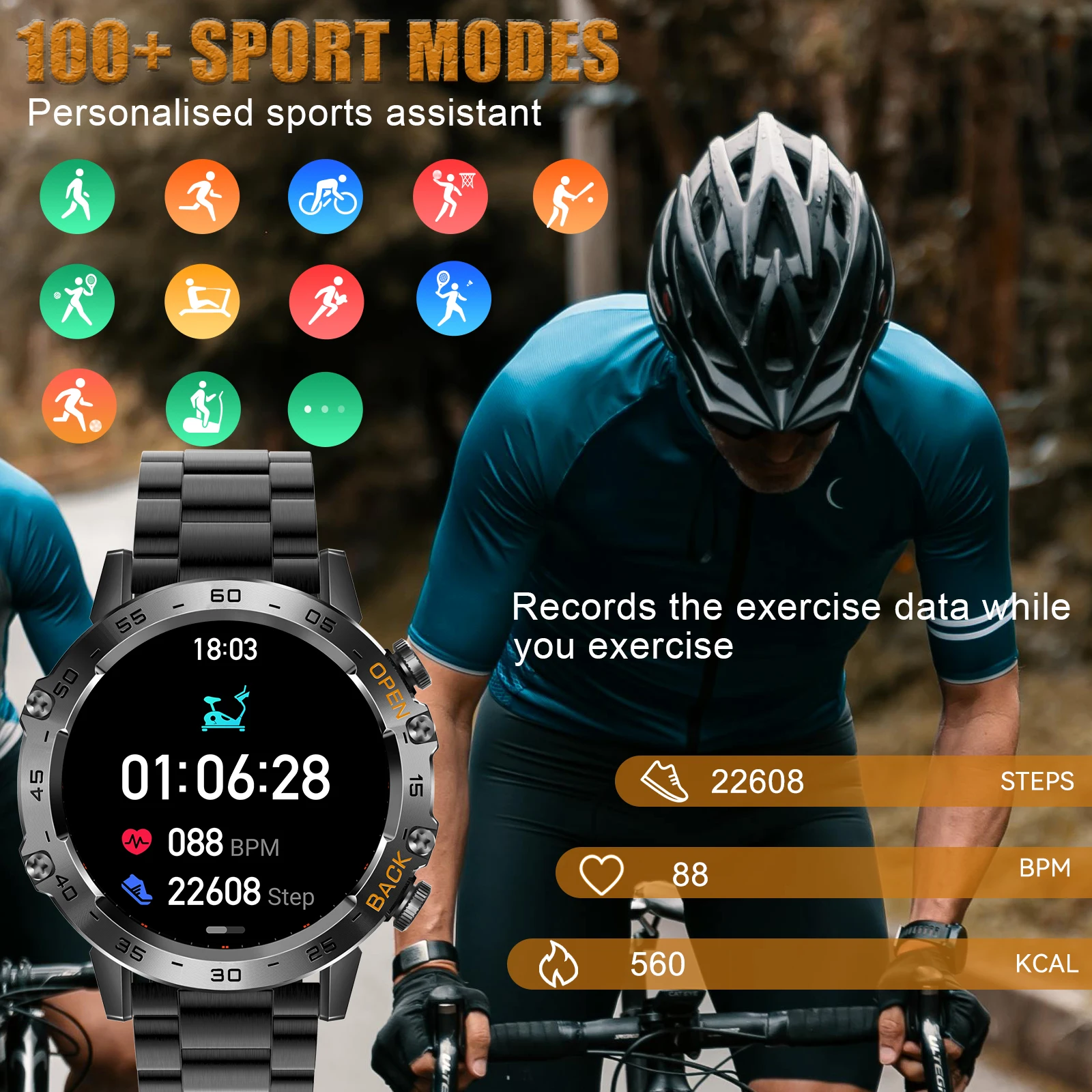 LaNikar New Smart Watch Men 1.39'' Full Touch Bracelet Fitness Tracker Bluetooth Call Heart Rate Smart Clock Men Smartwatch K52 - Image 3