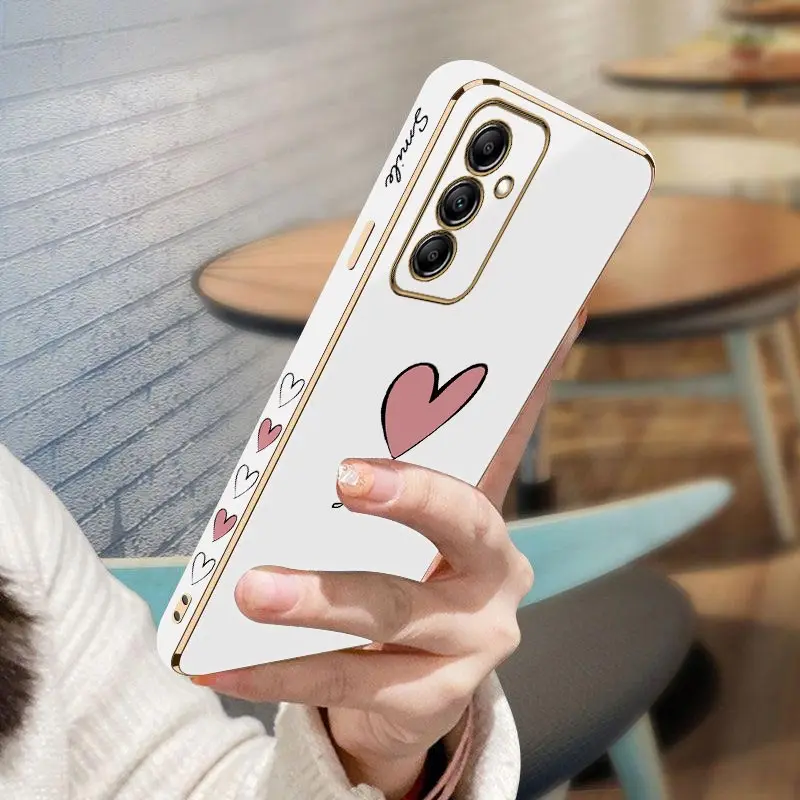 Big Pink Heart Luxury Plating Phone Case Cover