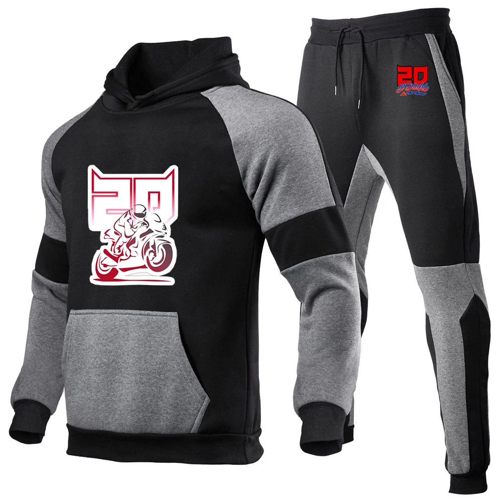 Fabio Quartararo Motorcycle Rider Racing New Tracksuit Male Hoodies Pants Two Piece Fitness Pullover Sweatshirt Set Casual Suit