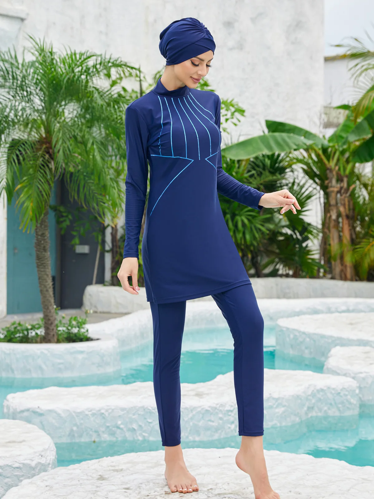 Burkini Muslim Modest Swimwear Hijab Swimsuit Women Islamic Cover Ups Swimming Suit For Woman Long Sleeve Bathing Swim
