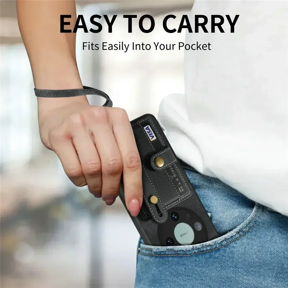Deluxe Leather Wristband Card Wallet Phone Case & Back Cover