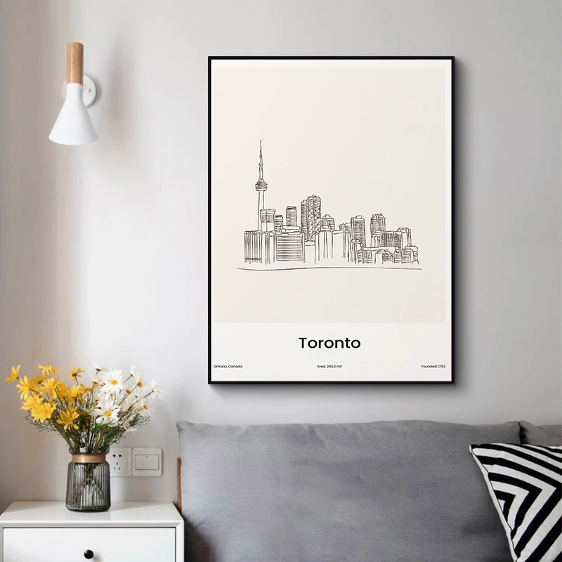 Washington D.C. Singapore Minimalist Line Draw Travel City Map Poster Canvas Painting Wall Art Picture for Room Office Decor