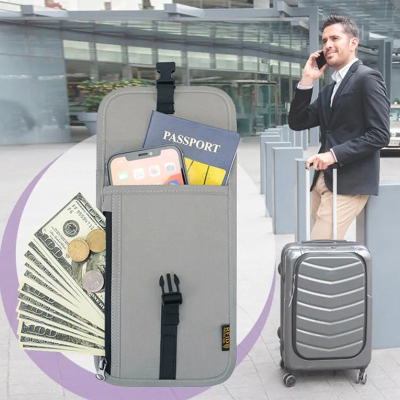 Wallet Card Holder Passport Holder for Men Women RFID Multifunction Anti-theft Hidden Travel Neck Pouch