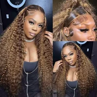 Perruque Lace Frontal Wig naturelle bouclée à reflets 13x4, 13x6 Hd, perruque Lace Front Wig Deep Wave, pre-plucked avec Baby Hair pour femmes 4
