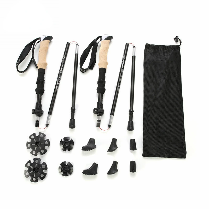 

Hiking Walking Sticks Aluminum Alloy Trekking Pole Ultralight Camping Hiking Foldable Nordic Walking Pole Telescopic Crutch