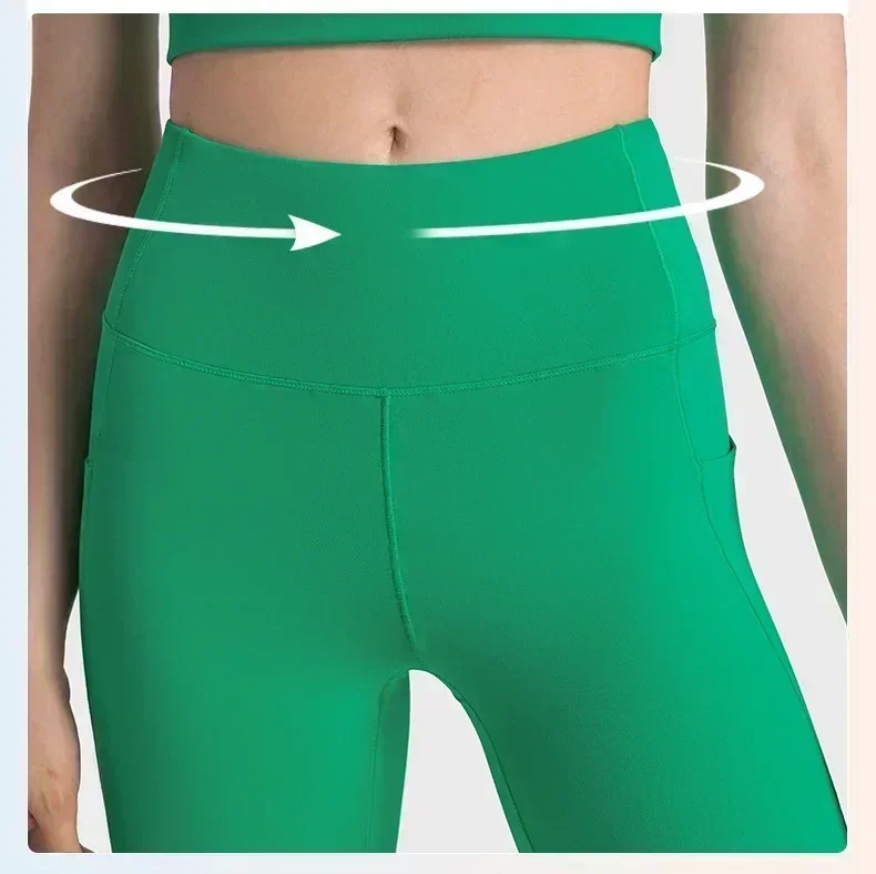 Lemon Align High Waist Hip Lift Yoga pants Nude Fabric with Pockets Sports Leggings Fitness Running Trousers Women Sportswear