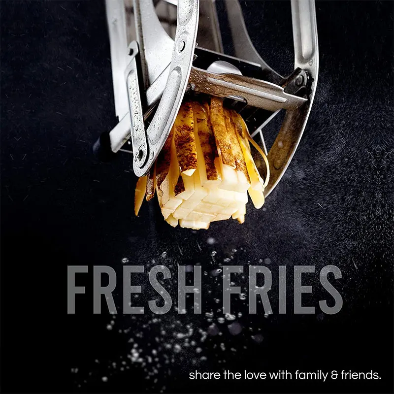 전문 감자 프렌치 프라이 커터 기계 2 블레이드 스테인레스 스틸 수동 야채 감자 슬라이서, 주방 도구