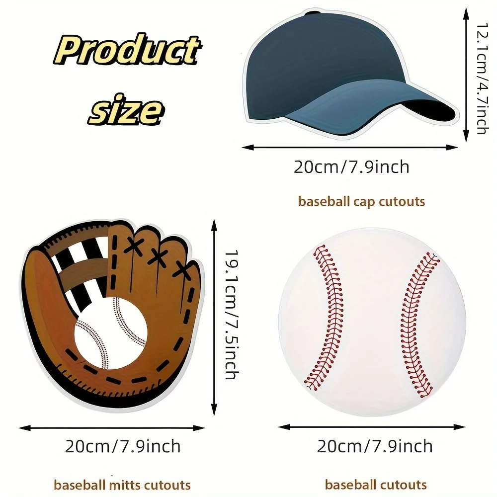 18 Pieces Baseball Paper Cut Outs Baseball Party Theme Cutouts Bulletin Board Decorations with Glue Points for