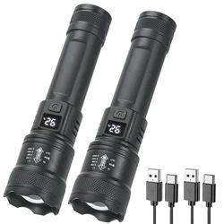 High - Performance Rechargeable Tactical LED Flashlight - Ultra Bright, Waterproof, and Portable for Outdoor Adventures (2PCS)