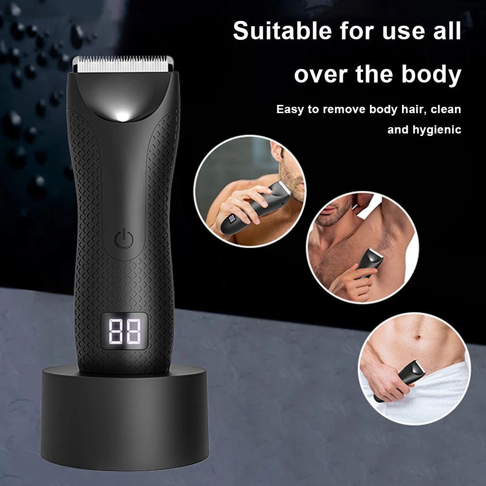 Body Hair Trimmer Rechargeable Groin Hair Trimmer Waterproof Electric Shaver with 2 Guide Comb Body Groomer for Fathers Day Gift 3