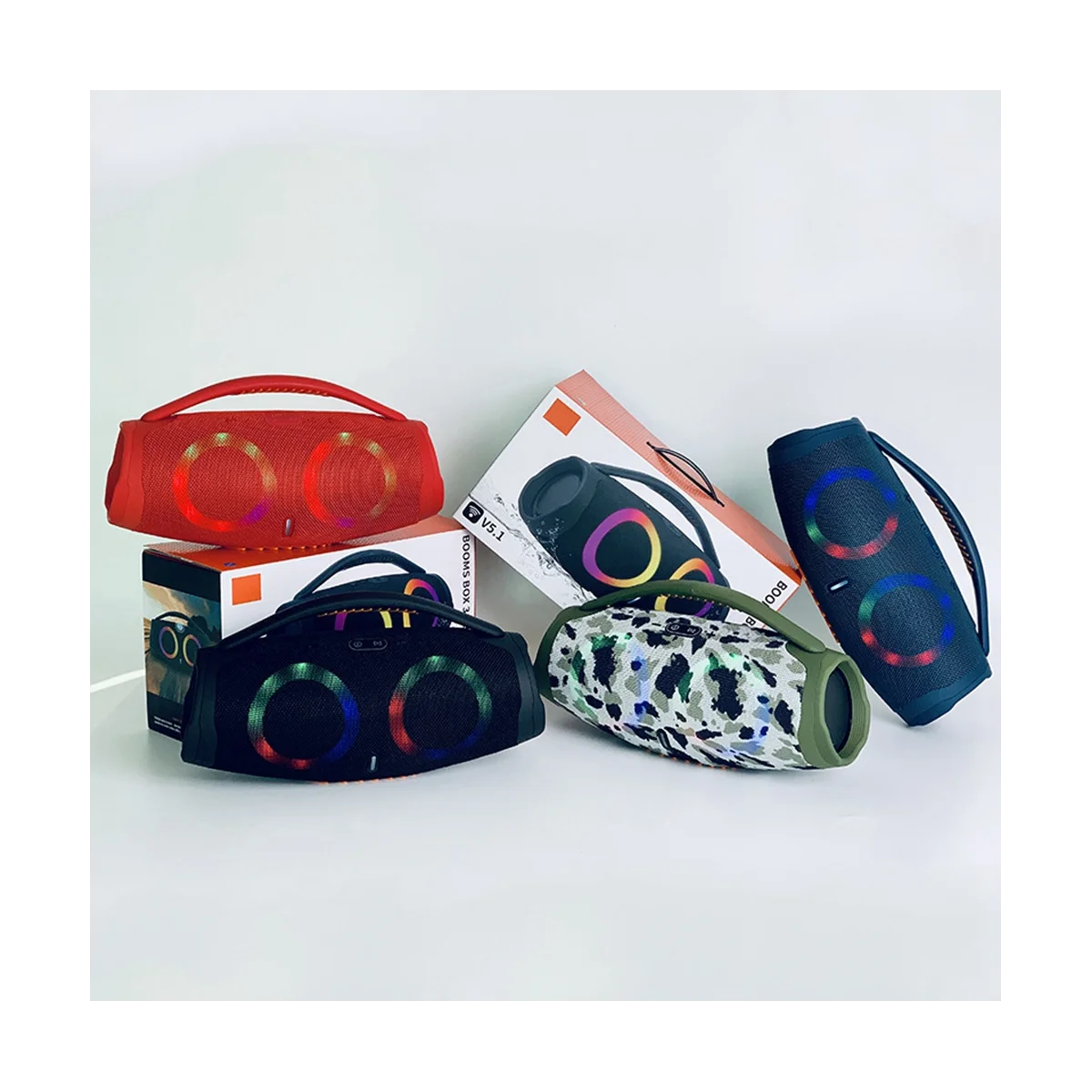 휴대용 블루투스 스피커 서브우퍼 사운드 박스, 방수 RGB 조명 기능, 사무실 야외 홈 플레이어, 파란색