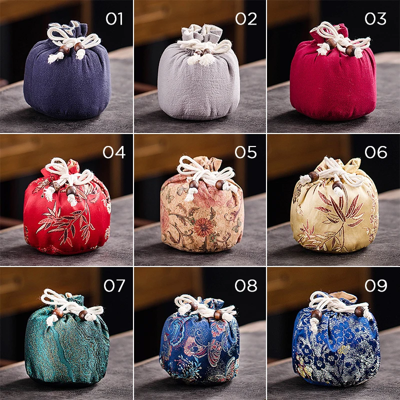 Travel Portable Teaware Carry Bag Breakage-proof Protective Cover Chinese Teacup Gift Package Antique Bag Jewelry Storage