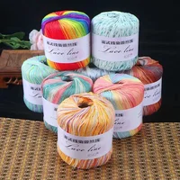Cotton Lace Yarn for Knitting, Crochet Thread, Worsted 100% Algodon, Rainbow Color, Sweater Scarf, 40g, 1