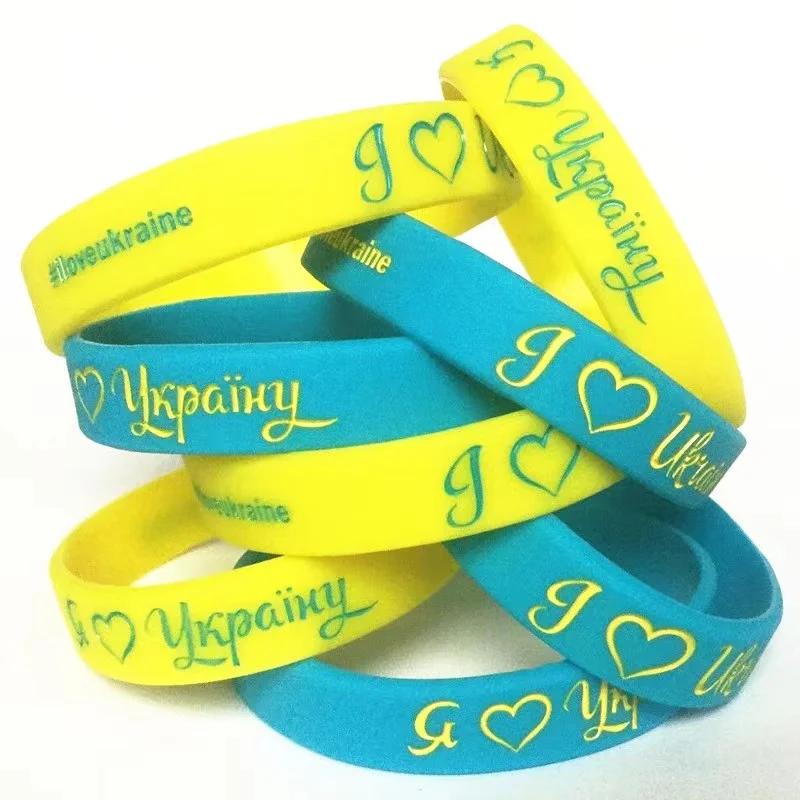 1 Pcs I Love Ukraine Country National Flag Wristband Yellow Football
