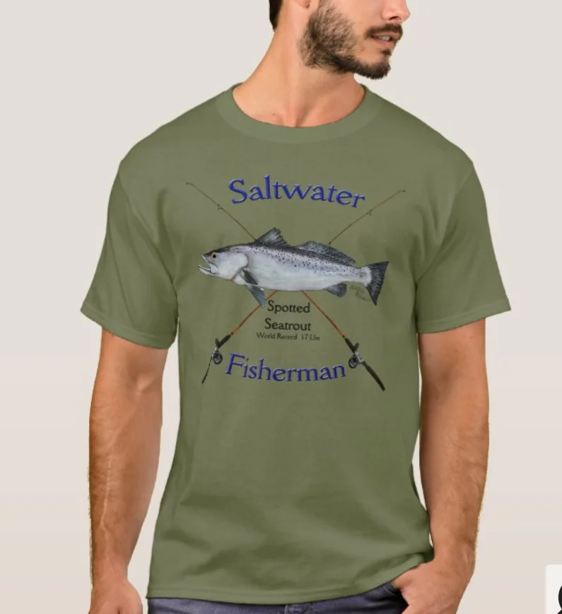 Seatrout Saltwater Fishing Fisherman Angler Gift T-Shirt. Summer Cotton Short Sleeve O-Neck Mens T Shirt New S-3XL