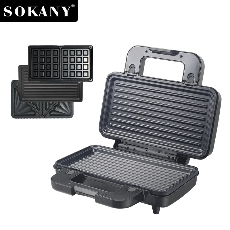1000W Electric Contact Grill Digital Griddle and Panini Press, Optional Waffle Maker Plates, Opens 180 Degree Barbecue 5