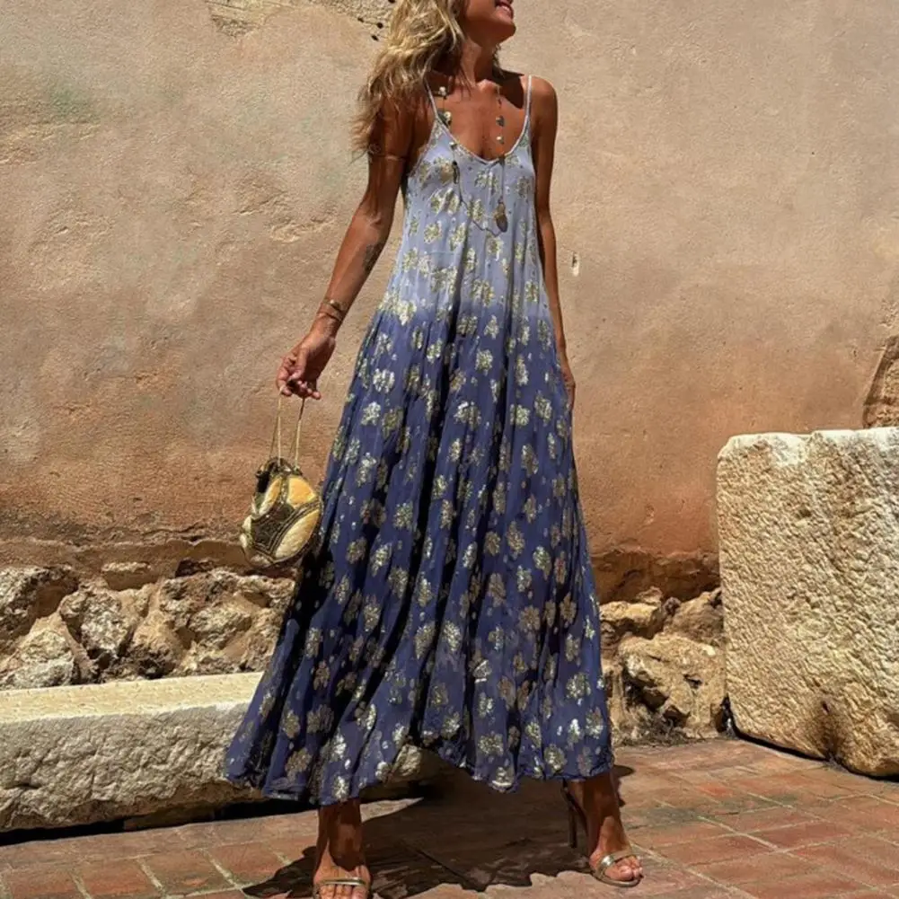 

Women Sundress Stunning Women's Gradient Color Matching Slip Dress Backless Sleeveless for Vacation or Beach Getaways Summer