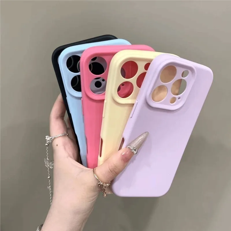 Phone Case Soft Silicone Candy For iPhone 11 12 13 14 15 16 Pro Max Plus Shockproof Bumper Matte Back