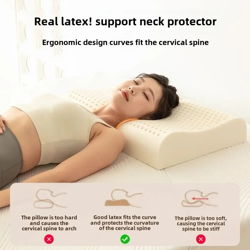 Single Person Natural Latex Pillow with High and Low Wave for Adults and Students in Dormitories with Neck Support and Anti-mite 5