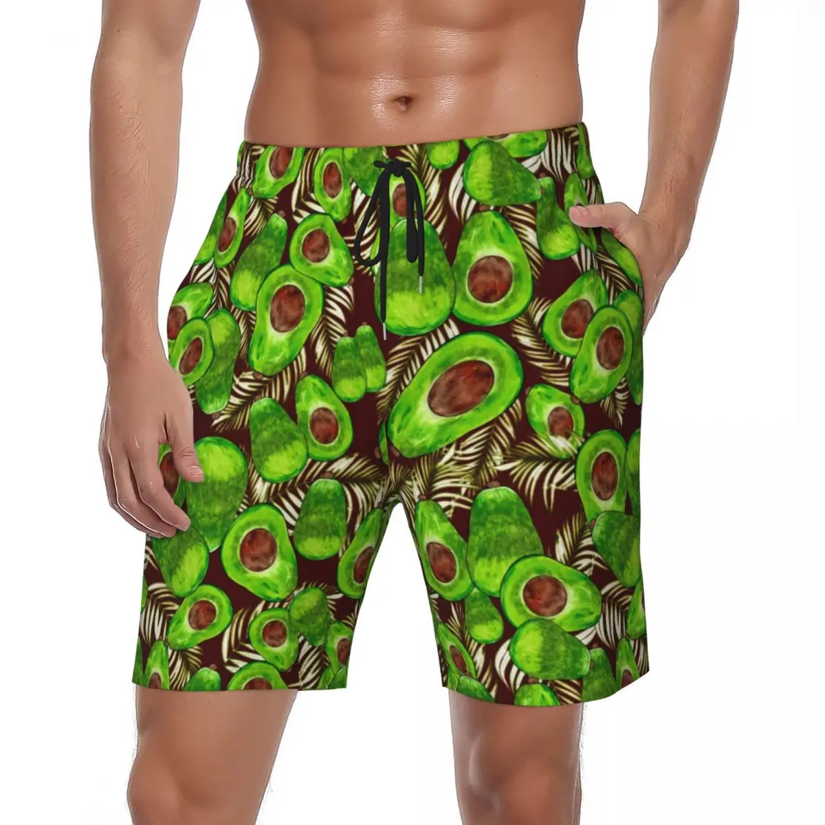 

Купальник с принтом авокадо, салата, летние пляжные шорты Y2K с принтом зеленых фруктов, мужские спортивные быстросохнущие плавки на заказ