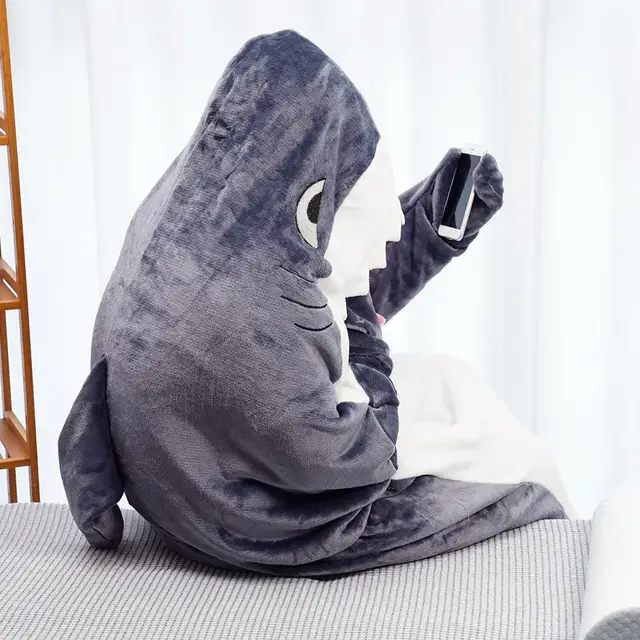 Shark Blanket Hoodie Manta Tiburon Women Fleece Kigurumi With Sleeves Soft  Cozy Shark Pajamas Wearable Sleeping Bag Navidad Gift - AliExpress