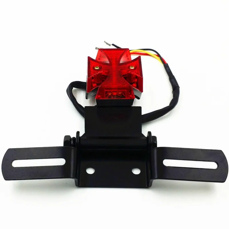Red Cross Brake Tail Light For Harley Honda Kawasaki Suzuki Yamaha Cafe