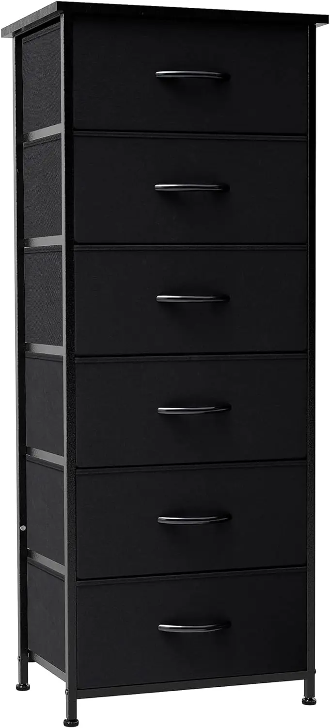 

6/7-Drawers Dresser Storage Tower - Sturdy Steel Frame, Wood Top, Easy Pull Fabric Bins, Wood Handles - Organizer for Bedroom