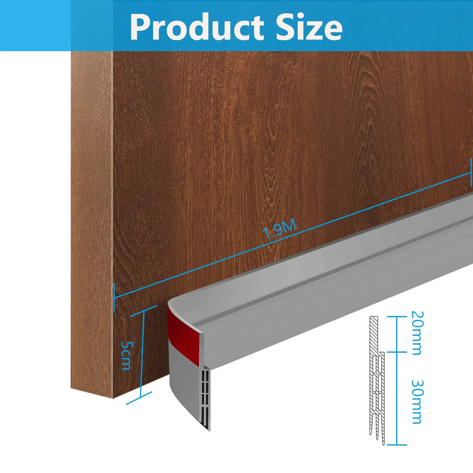 Description Picture 4 of itemDoor Draft Stopper Under Door Seal Cutable Soundproof Door Sealing Strip Adhesive Under Door Sweep Dust and Noise Insulation Wea