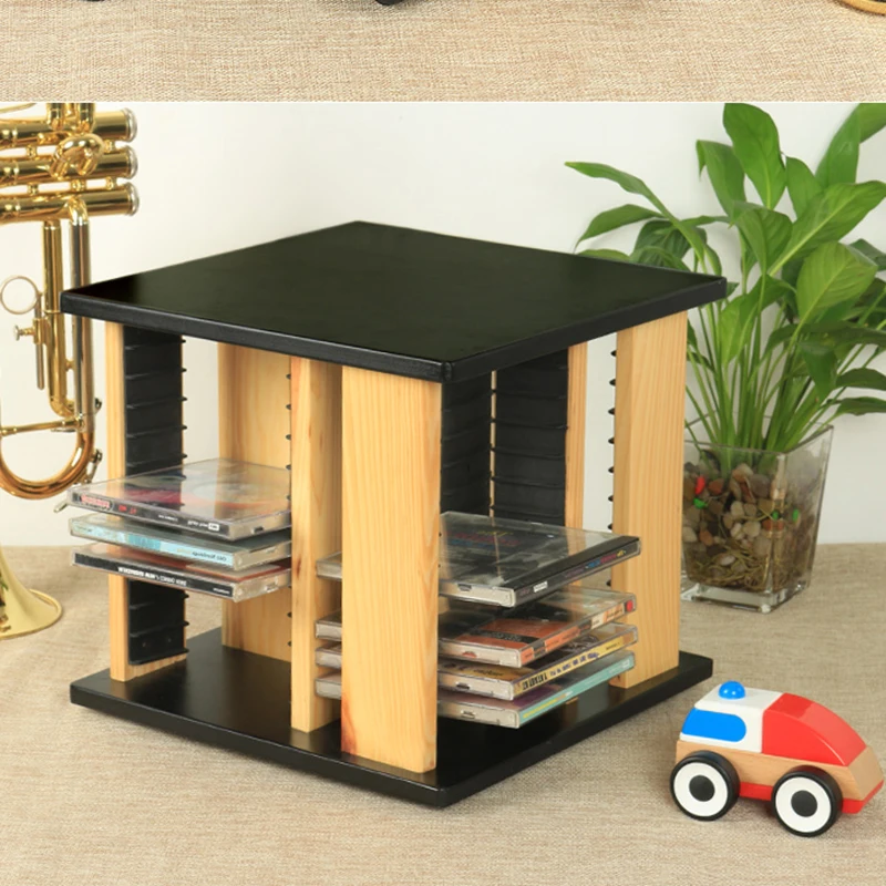 Minicadena Cute Cd Organizer Rack Storage Retro Display Capacity Stand Luxury Portable CD Rack Insert Porta Cd Music Decoration