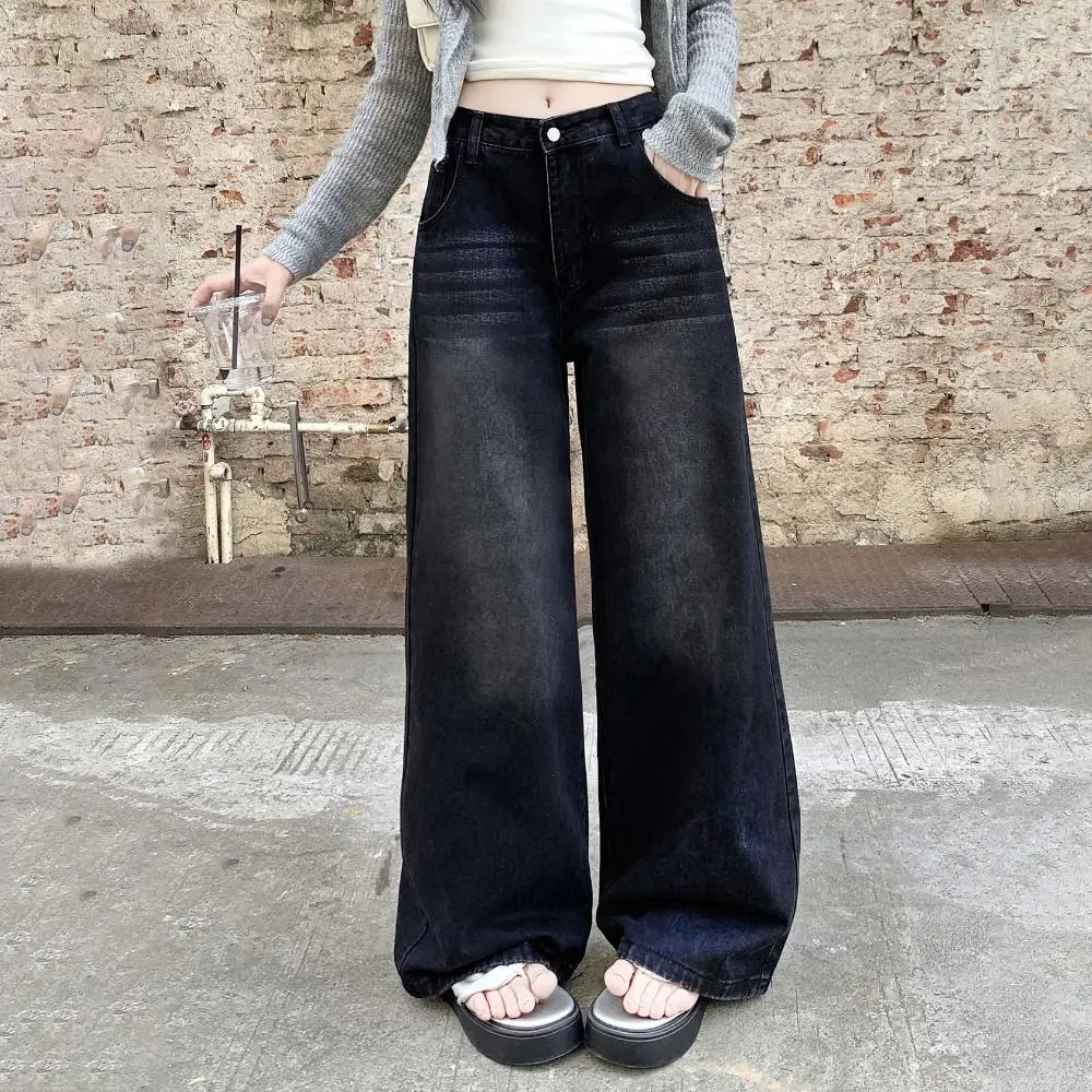 Fashion Straight Leg Y2K Jeans High Waist Loose Baggy Denim Pants Autumn Cowboy Trousers Girls Lady