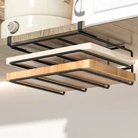 Hanging Rack Under Kitchen Cabinet Household iron art organizing rack cutting board rack hook pot cover utensils storage rack 2
