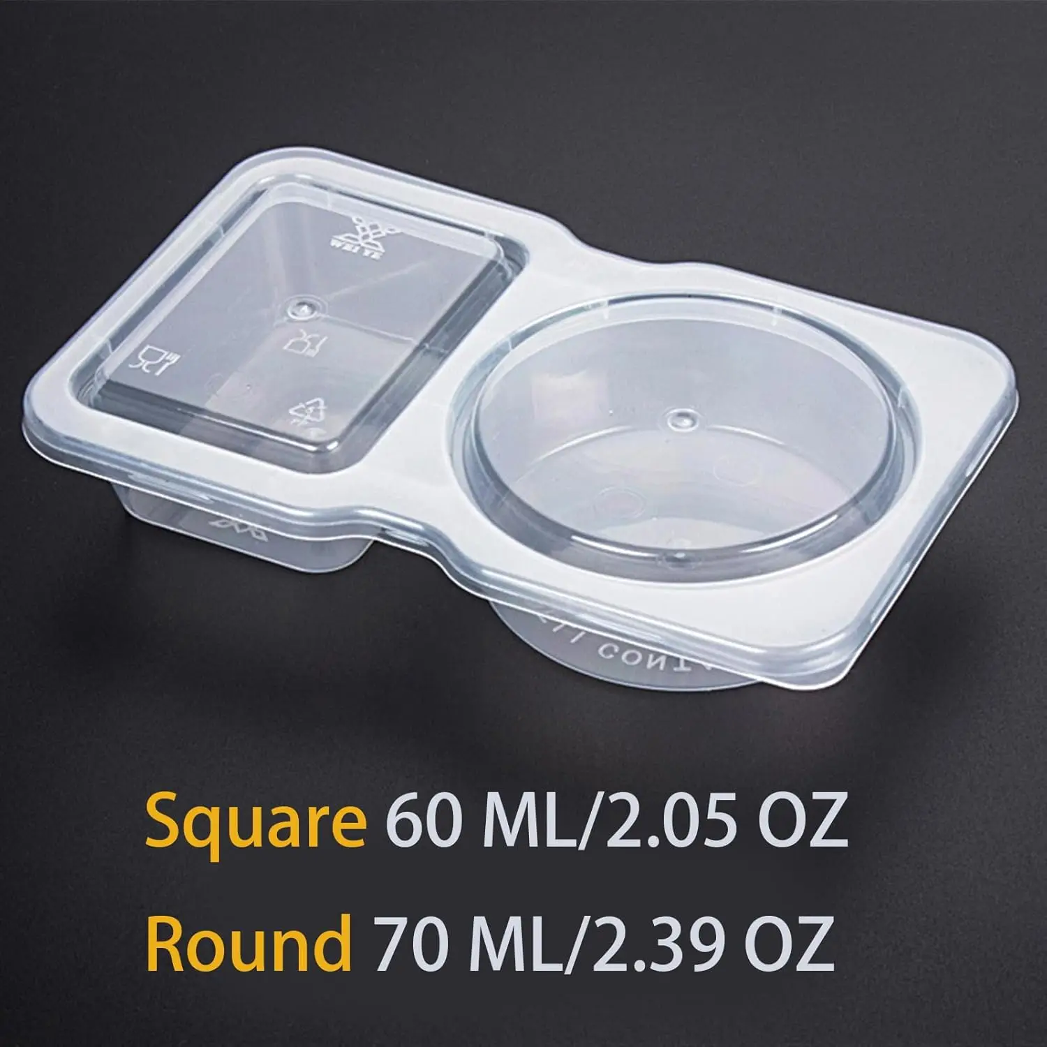double compartment condiment container with lid，50pcs, 5