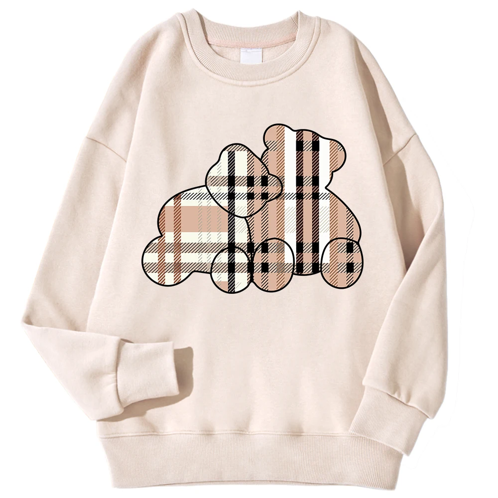 Casual Women Sweatshirts Teddy Bear Printing Hoodies Comfortable Fleece Soft Pullover Fashion Crewneck Loose Female Tops Clothes 2