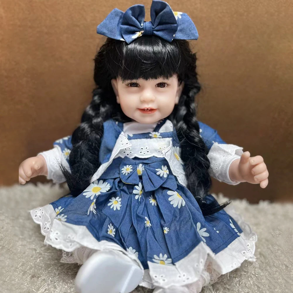 

Reborn Baby Girl Dolls 55 cm Cloth Body Long Hair Smiling Bebe Reborn Toys Birthday XMAS Gifts Playmates Early Educational Toy