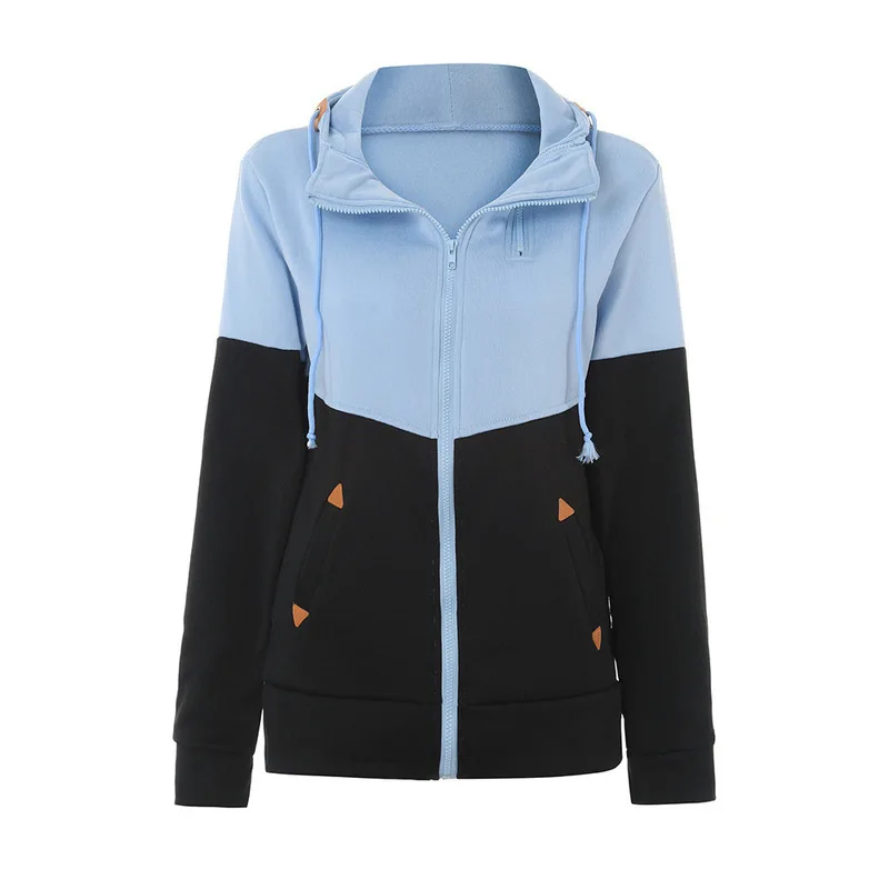 2023 Autumn Women Zipper Hooded Plush Sweatshirt Ladies Casual Patchwork Slim Womens Jackets Warm Long Style Buttocks Hoodies