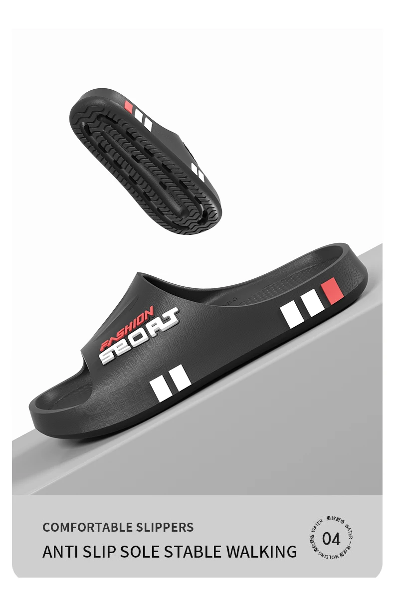 Summer Men Sport Style Slippers Soft Sole Bathroom Anti-slip Outdoor Wear-resistant Beach Fashion Leisure Flat Home Shoes Couple