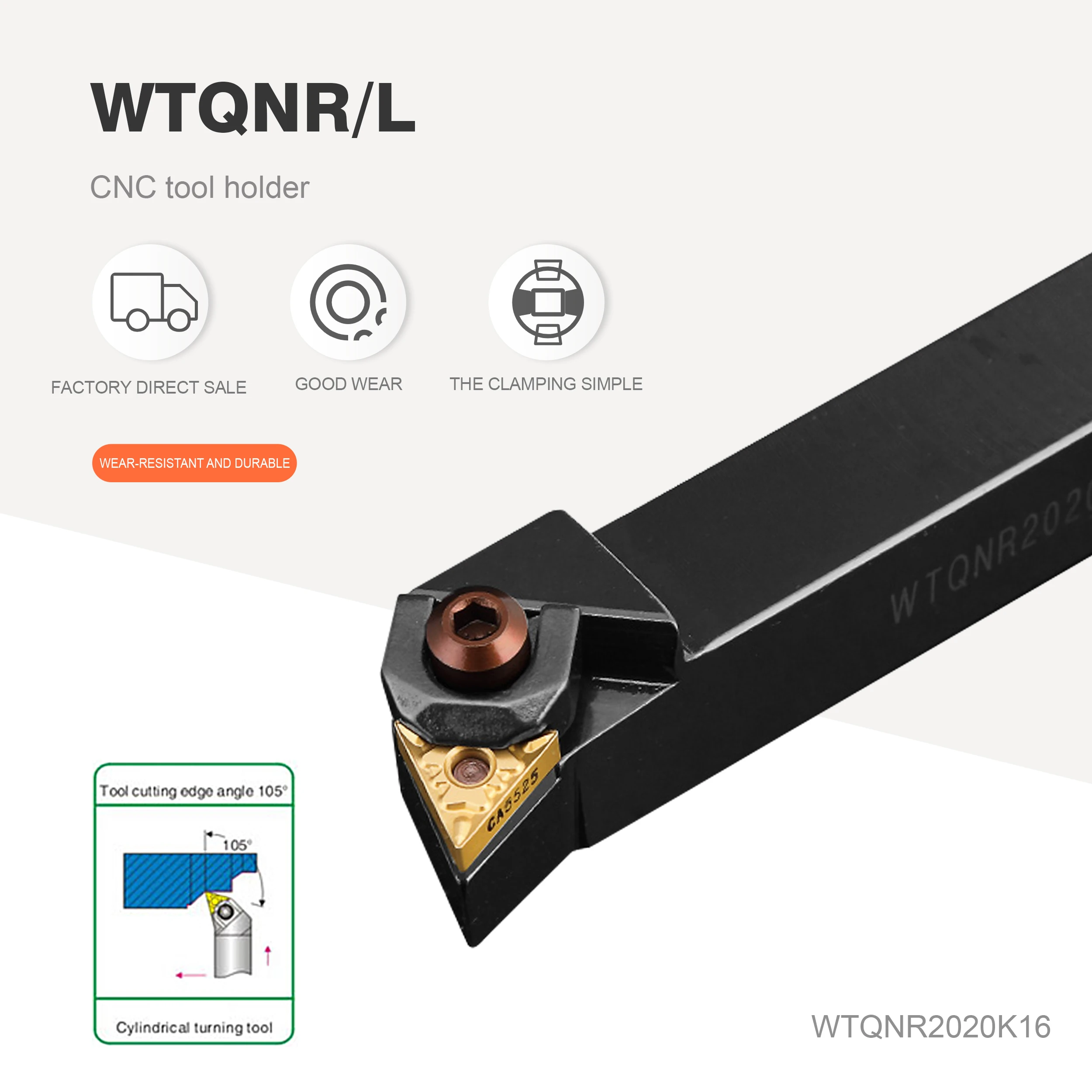 

CYLINDRICAL COMPOUND TURNING TOOL POST WTQNR2020K16 WTQNR2525M16 WTQNR3232P16 TNMG1604 CUTTING MACHINE